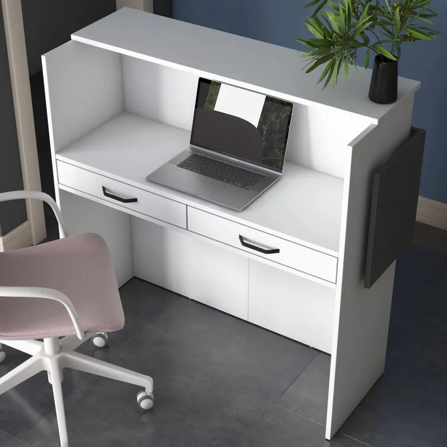 Vastaanottotiski LED-valaistuksella Linento Furniture MA102-2929, valkoinen