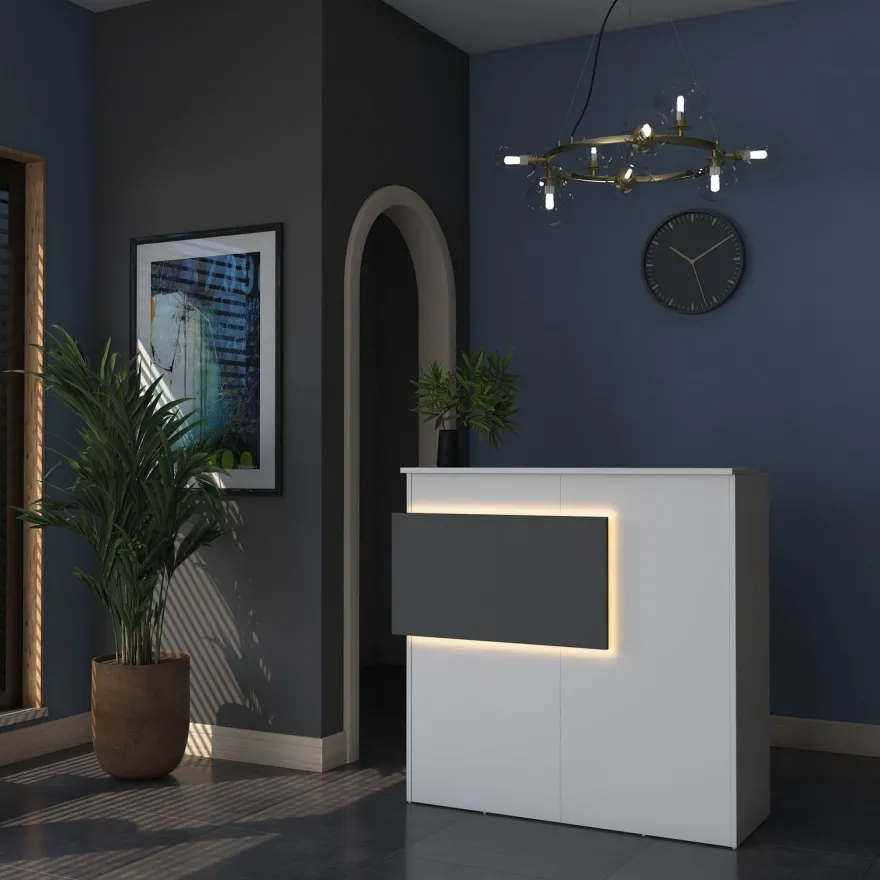Vastaanottotiski LED-valaistuksella Linento Furniture MA102-2929, valkoinen
