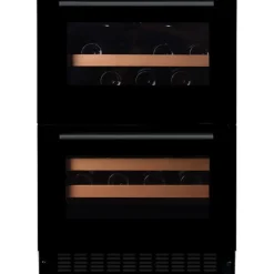 Viinikaappi mQuvée WineCave 60DD Fullglass WCDD60FGB, 59.5cm, 2 lämpötila-aluetta, integroitava, musta