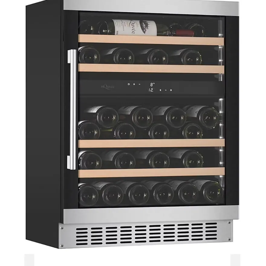 Viinikaappi mQuvée WineCave 60D WCD60M-700, 59.5cm, 2 lämpötila-aluetta, integroitava, musta,teräs