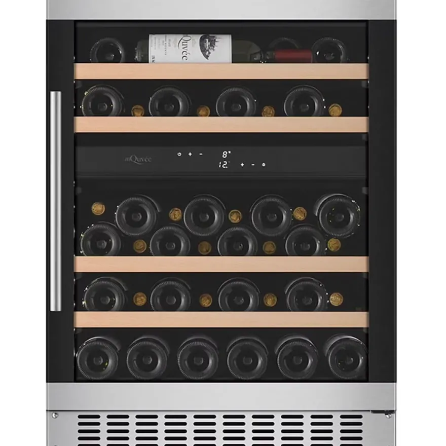Viinikaappi mQuvée WineCave 60D WCD60M-700, 59.5cm, 2 lämpötila-aluetta, integroitava, musta,teräs