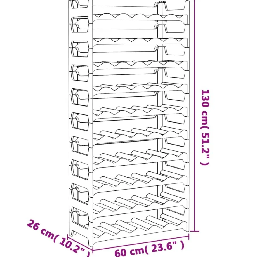 Viinipulloteline PP pinottava, 12-60 pullolle, eri kokoja (30311)