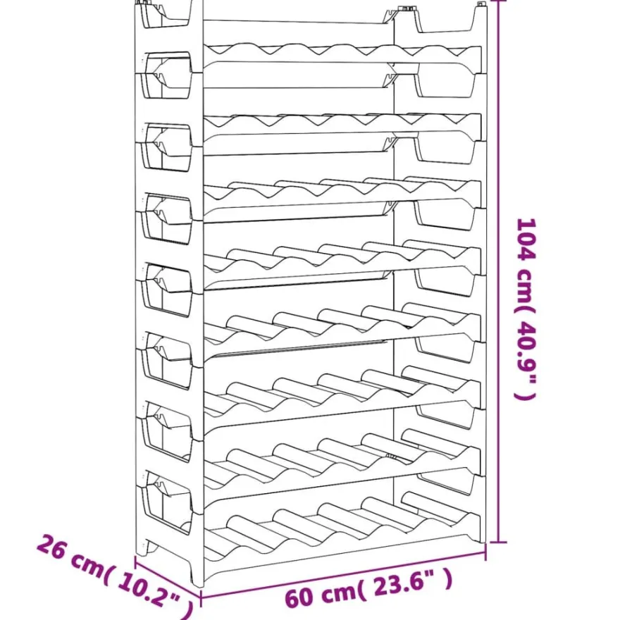 Viinipulloteline PP pinottava, 12-60 pullolle, eri kokoja (30311)