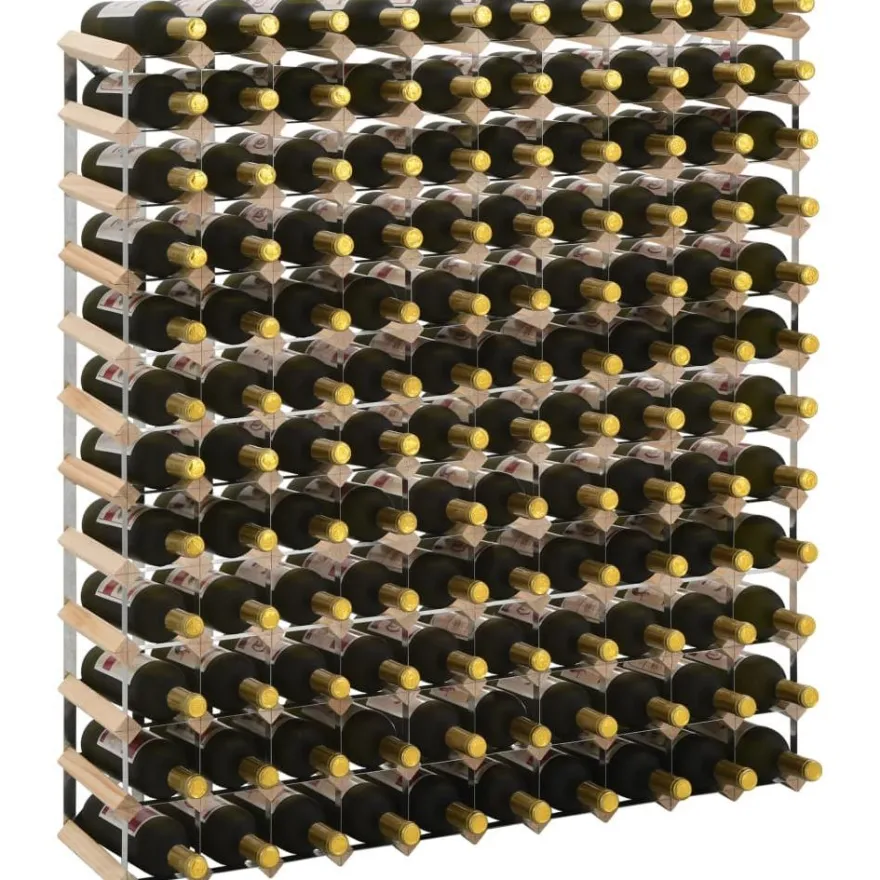 Viinipulloteline 120 pullolle kierrätetty puu