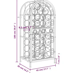 Viinipulloteline 33 pullolle musta 45x36x100 cm takorauta (58369)