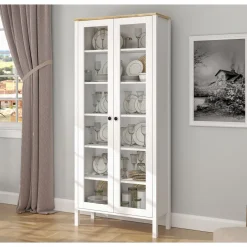 Vitriinikaappi Linento Furniture FRN-20074, 83x194cm, valkoinen