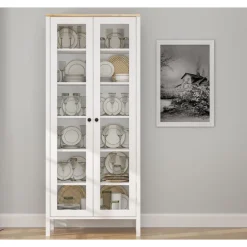 Vitriinikaappi Linento Furniture FRN-20074, 83x194cm, valkoinen