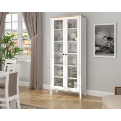 Vitriinikaappi Linento Furniture FRN-20074, 83x194cm, valkoinen