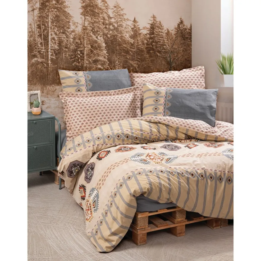 Vuodevaatesetti Linento Dakota, beige/harmaa