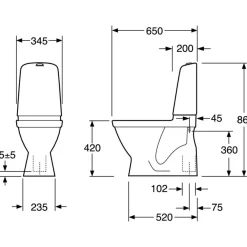 WC-istuin Gustavsberg Nautic 1500, Hygienic Flush kaksoishuuhtelu piilo S-lukko, + istuinkansi Nautic 9M26, valkoinen
