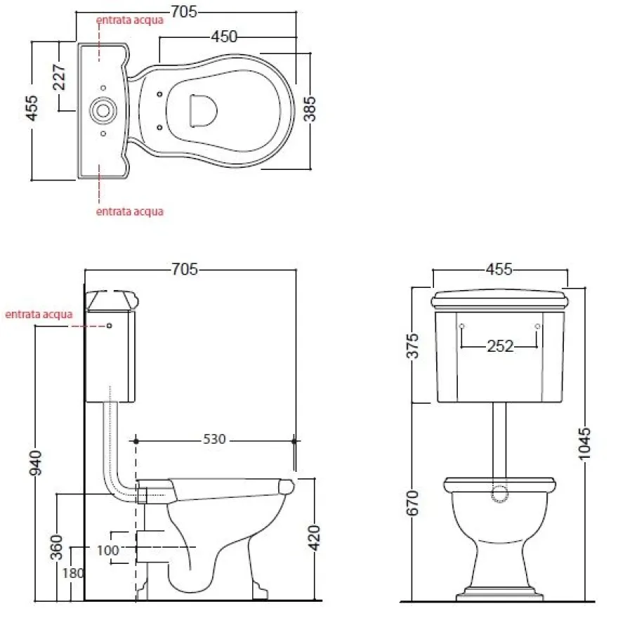 WC-istuin Kerasan Retro 2, P-lukko, keraamisella alasäiliöllä, pronssi
