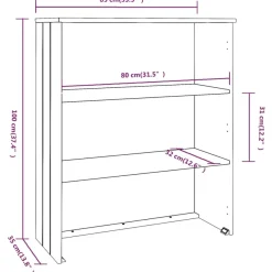 Yläkaappi Hamar 85x35x100 cm, mänty, eri värejä