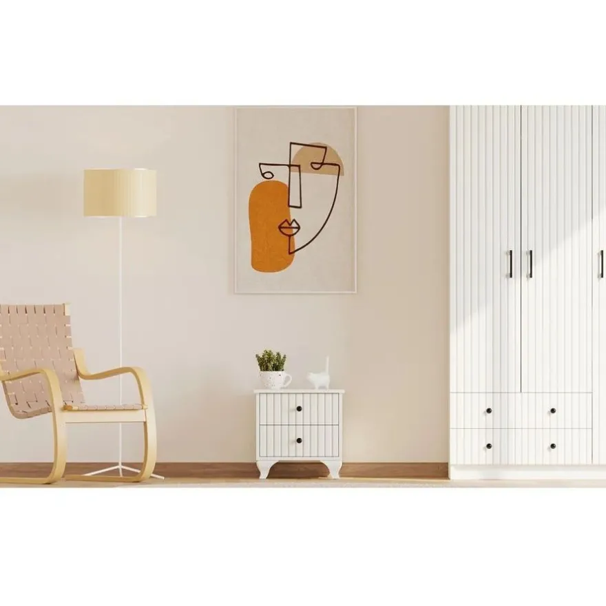 Yöpöytä Linento Furniture Rb-185-08, 40x45cm, mattavalkoinen