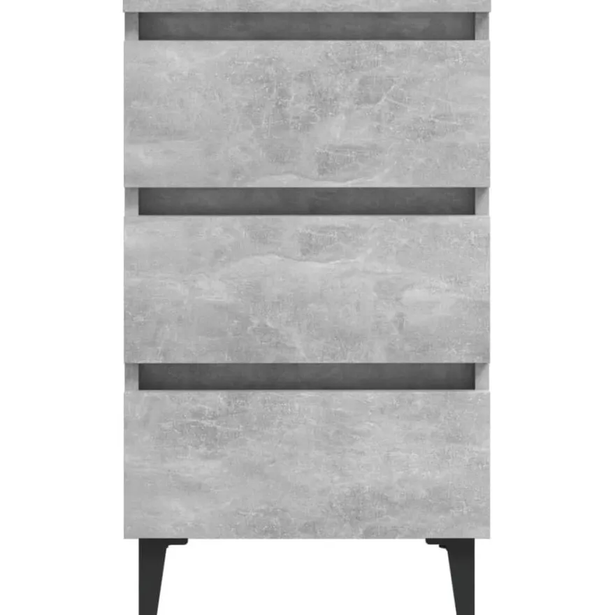 Yöpöytä metallijaloilla, betoninharmaa, 40x35x69cm