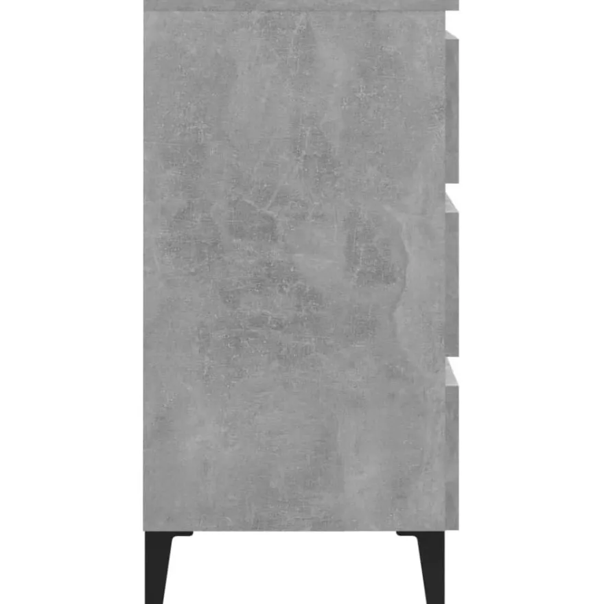 Yöpöytä metallijaloilla, betoninharmaa, 40x35x69cm