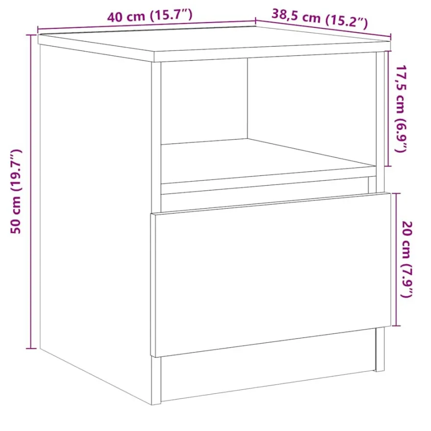 Yöpöytä, tekninen puu, eri värejä ja pakkauskokoja (07992)